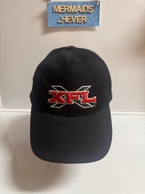 XFL Black Cap - Red Logo Football